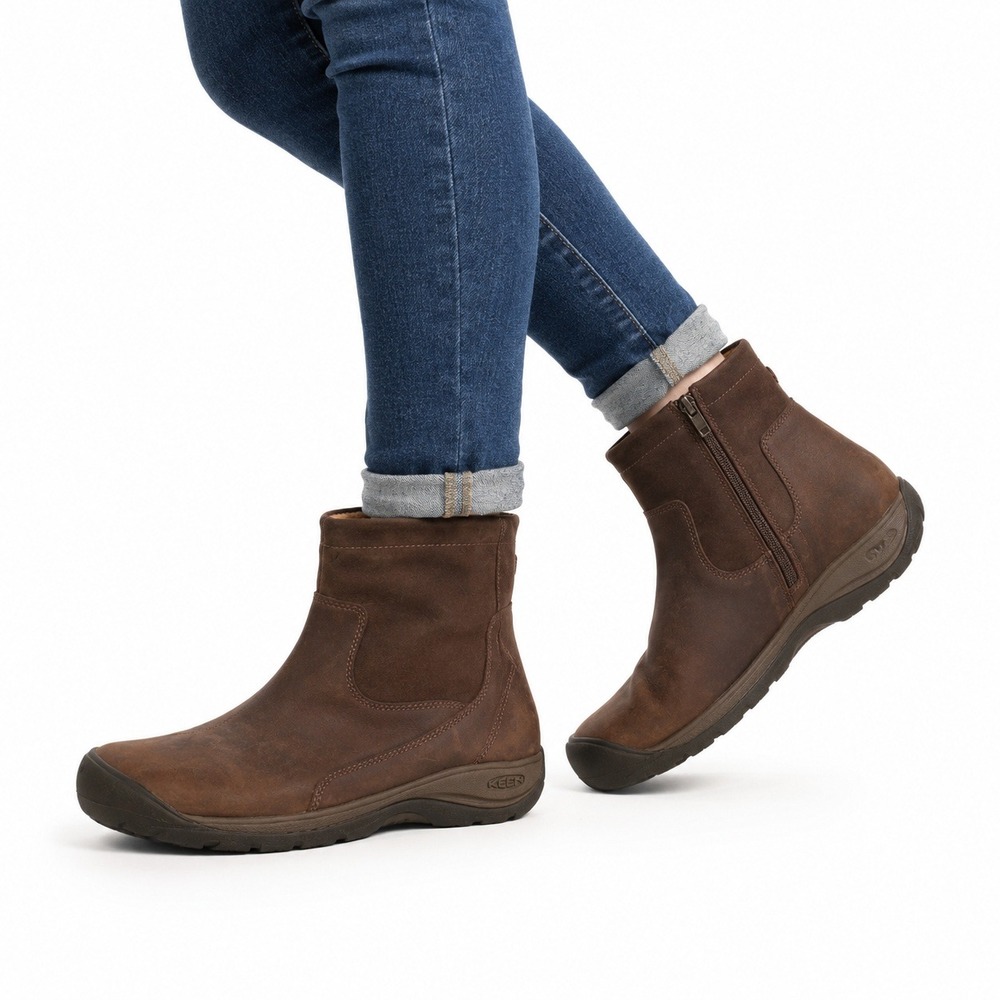 Keen Leather Presidio II Mid Zip Waterproof Ankle Boots Brown Women's Size 9